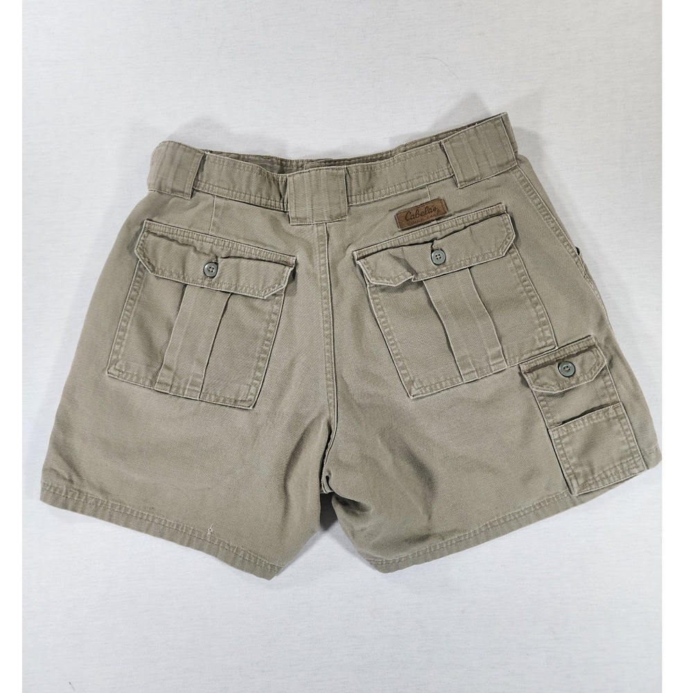 Cabelas Cargo Shorts Women 12 Khaki Tan Cotton High Rise Safari Gorpcore Utility - Picture 10 of 10